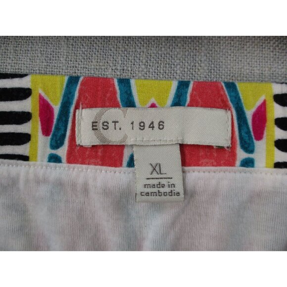 Black & Multicolor Geometric Maxi Skirt XL Made In Cambodia - Picture 4 of 8